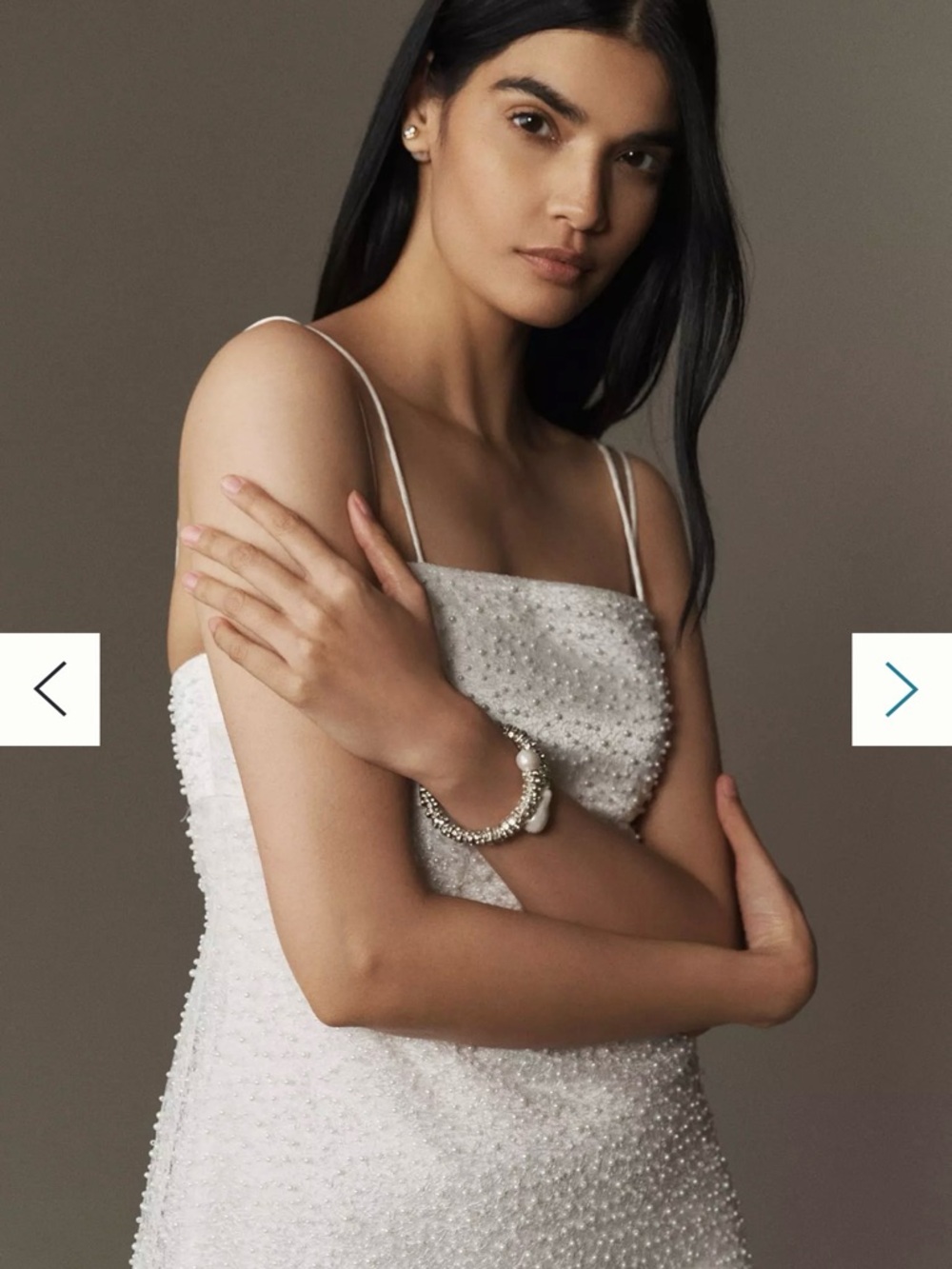 BHLDN White Pearl-Embellished Sheer Overlay Slip Dress - Picture 3 of 12